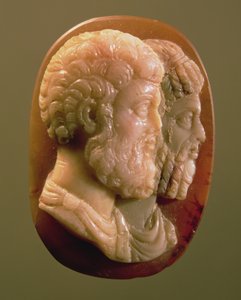 Camee met Marcus Aurelius (121-180) en Lucius Verus (130-169) Romeins door Unbekannt