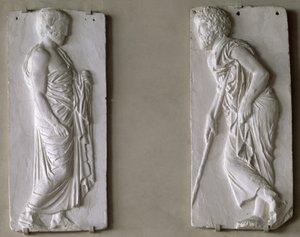 Gipsafgietsel van figuren van een fries op het Parthenon door Unbekannt
