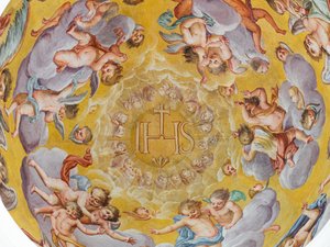 Plafondfresco, Mausoleum van de Habsburgers, Graz, Stiermarken, Oostenrijk, Europa
