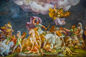 Plafondschildering in Palazzo Duccale, Koninklijk Paleis, Kasteel San Giorgio, Mantua, Lombardije, Italië, Europa door Unbekannter Künstler