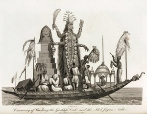 Ceremonie van het wassen van de godin Kali en het idool Jagan-Nath