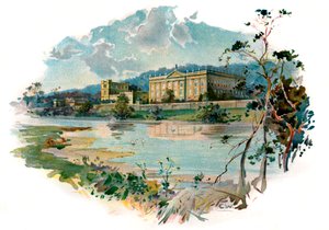 Chatsworth vanaf de Derwent door Unbekannter Künstler