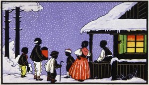 Kerstfeest in een dorp in Oostenrijk, ca. 1910 door Unbekannter Künstler
