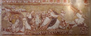 Kerk (Église Saint-Martin). Interieur. Muurschilderingen (fresco). Noordelijke muur van het koor (detail) door Unbekannt