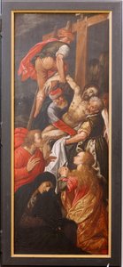 Kerk (Eglise Saint-Martin). Interieur. Drieluik. De kruisiging door Unbekannter Künstler