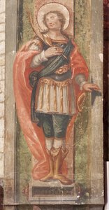 Kerk Sint Laurentius (Església Sant Llorenç). Interieur. De apsis. Detail. Muurschilderingen. Barok. door Unbekannt