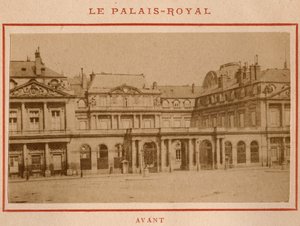 Commune van Parijs (1871): zicht op het Palais-Royal (Palais Royal) in Parijs voor de brand van mei 1871. Fotografie van Pierre Pepetit