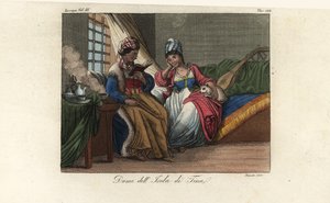 Kostuum van de vrouwen van het eiland Tino, Italië door Unbekannt