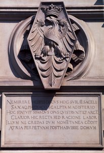 Wapen op het Wawel Koninklijk Kasteel in Krakau, Polen