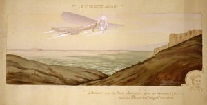 Begin van de luchtvaart: John Moisant voert de eerste passagiersvlucht uit over het Kanaal met zijn monteur in zijn Bleriot tweezitter op 17 augustus 1910