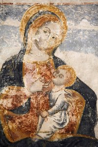 Verweerde fresco in de kerk van Santa Maria dell