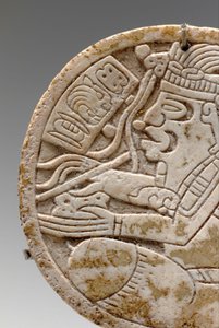 Detail (Maya-schrijver met pen in de hand, ca. 550-950) door Unbekannt