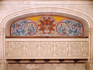 Detail van de decoratie van Chateau de Roquetaillade, Frankrijk