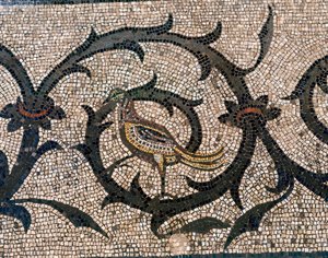 Detail van de vloer van de vroegchristelijke basiliek van Aquileia, Udine door Unbekannt
