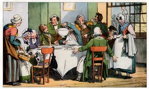 Dineren in een 19e eeuwse Franse herberg