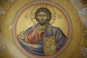 Koepel van de Katholikon Grieks-orthodoxe kerk in de Heilig Grafkerk, Jeruzalem, Israël door Unbekannt