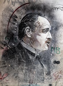 Don Corleone gespeeld door Marlon Brando door C215 Viuccaria Markt