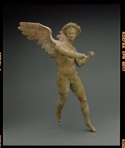 Eros in vlucht, figuur gemaakt in Myrina in Klein-Azië, Grieks, Hellenistische Periode, ca. 150-100 v.Chr. door Unbekannt