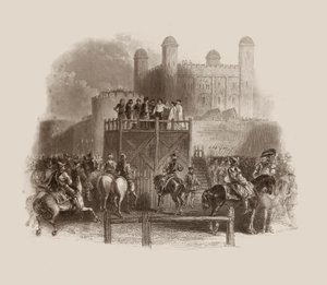 Executie van John Dudley in 1553 (gravure)