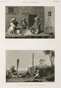 Fabricage, Overige, Pijpsteelmakers en tabakstampers, Egypte, ca. 1798 door Unbekannt