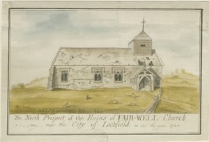 Farewell Kerk: gekleurde pentekening, 1744
