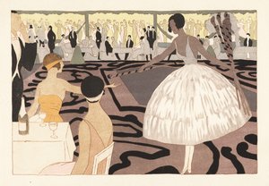 Modieuze danspartij in de tuin van Paul Poiret door Unbekannter Künstler