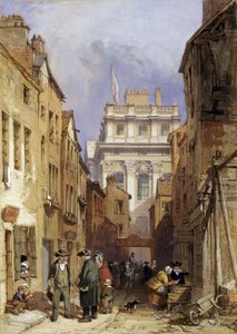 Visserssteeg: animatie van de inwoners, ten noordwesten van het King Charles Court van Greenwich Hospital (de huidige locatie van Greenwich Pier), Londen, voor de sloop van de wijk in 1840 door Unbekannter Künstler