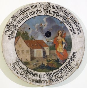 Frankisch Museum Feuchtwangen Midden-Franken Beieren Duitsland schietschijf collectie huwelijksdoel uit 1756 met godin Fortuna door Unbekannt