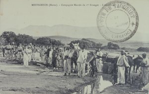 Franse legionair koloniale soldaten op patrouille nabij het Atlasgebergte, Marokko. ansichtkaart 1909