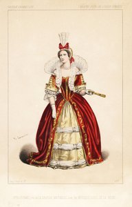 Franse operazangeres Madame Frosine Blanchard als La Grande Maitresse in de komische opera Les Mousquetaires de la Reine door Fromental Halevy, Theatre Royal de l