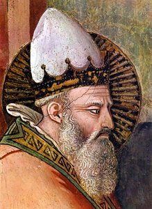 Fresco door Maso di Banco (1341 - 1346), detail van Het Verhaal van Oudejaarsavond (fresco) door Unbekannter Künstler