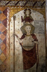 Fresco van de Ferrande Toren in Pernes-les-Fontaines (Pernes les Fontaines, Vaucluse (84) uit de 13e eeuw: Sint-Christoffel draagt Christus. door Unbekannt