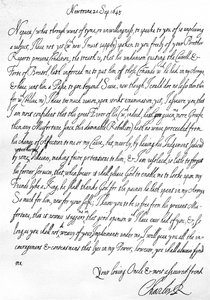 Vriendelijke brief van Karel I aan zijn neef, Prins Maurits, geschreven in Newtown, Powys, Wales, 20 september door Unbekannt