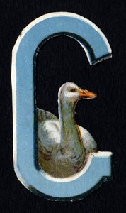 G als Gans. Kever decoupis over het thema dieren. Gravure. Serie van 26 wafelchromolithografieën van Engelse oorsprong. Eind 19e eeuw. door Unbekannt