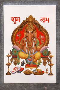 Ganesh afbeelding op een keramische tegel, Rishikesh, India door Unbekannt