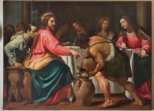Genua, Duomo (Sint-Laurenskathedraal), binnen, Doopkapel (voorheen Kerk van Sint-Jan de Oude): "Bruiloft te Kana", door Domenico Fiasella door Unbekannter Künstler