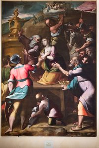 Genua, Duomo (St. Laurentiuskathedraal), binnen, Doopkapel (voorheen Kerk van St. Jan de Oude): "Martelaarschap van St. Catharina", door Cesare en Alessandro Semino