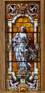 Genua, Duomo (Sint-Laurenskathedraal), binnen, de Lercari-kapel of de kapel van het Heilig Sacrament (noordelijke apsis): "glas-in-loodraam"