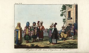 Griekse en Italiaanse vrouwelijke kostuums