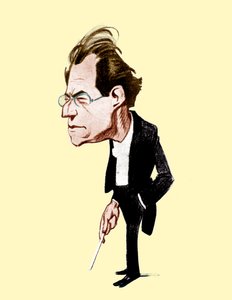 Gustav Mahler. Karikatuur door Oscar Garvens Oostenrijkse componist, 7 juli 1860 - 18 mei 1911. Oscar Garvens 1874-1951 door Unbekannt