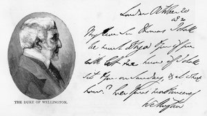 Handschrift en handtekening van Arthur Wellesley door Unbekannt