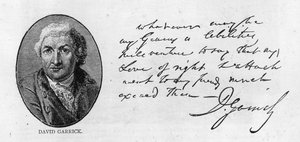 Handschrift en handtekening van David Garrick