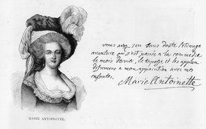 Handschrift en handtekening van Koningin Marie-Antoinette