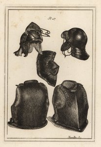 Helm, borstplaat en rugplaat gedragen door Roundhead-generaal Robert Greville, Lord Brooke, toen hij werd gedood in Lichfield