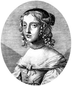 Henrietta Anne Engelse prinses en hertogin van Orléans dochter van koning Karel I, vrouw van Philippe van Orléans (broer van de Franse koning Lodewijk XIV), gravure door Unbekannter Künstler