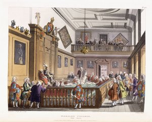 Heralds College: De Hal, uit "The Microcosm of London", 1808-1810 door Unbekannt