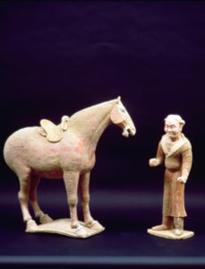 Paard en een dienaar, Chinees, Tang-dynastie (618-906) door Unbekannt