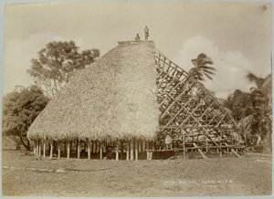 Huisbouw in Samoa, c.1875 door Unbekannt