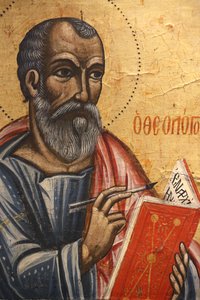 Icoon in Pedoulas Byzantijns museum: Heilige Johannes theoloog (17e eeuw) door Unbekannt