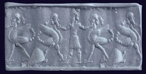 Afdruk van een Neo-Babylonische cilinderzegel, ca. 750-600 v.Chr.